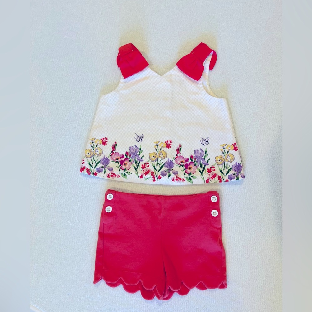 Janie and Jack Sleeveless Top and Scalloped Shorts Girls Sz 2T
